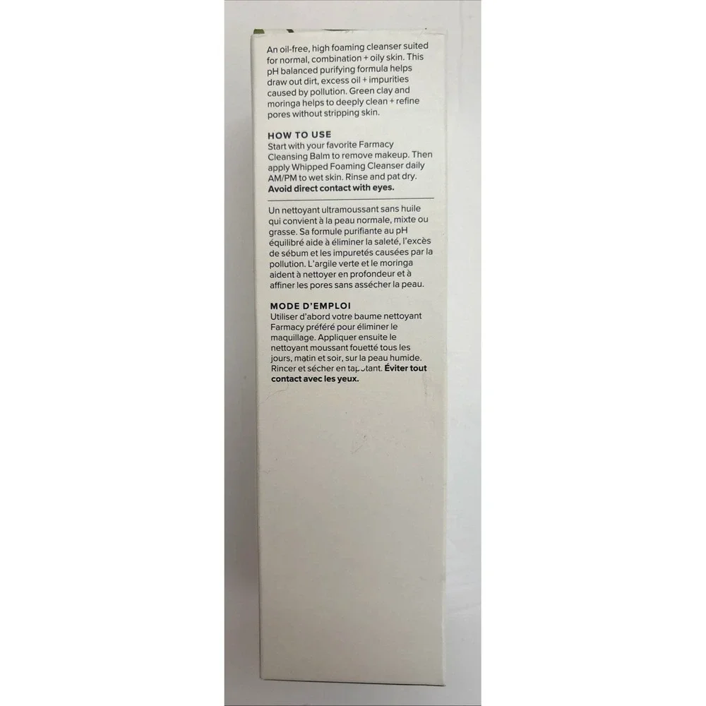 Farmacy Green Clean Whipped Foaming Cleanser With Moringa Geen Clay 5 Oz New